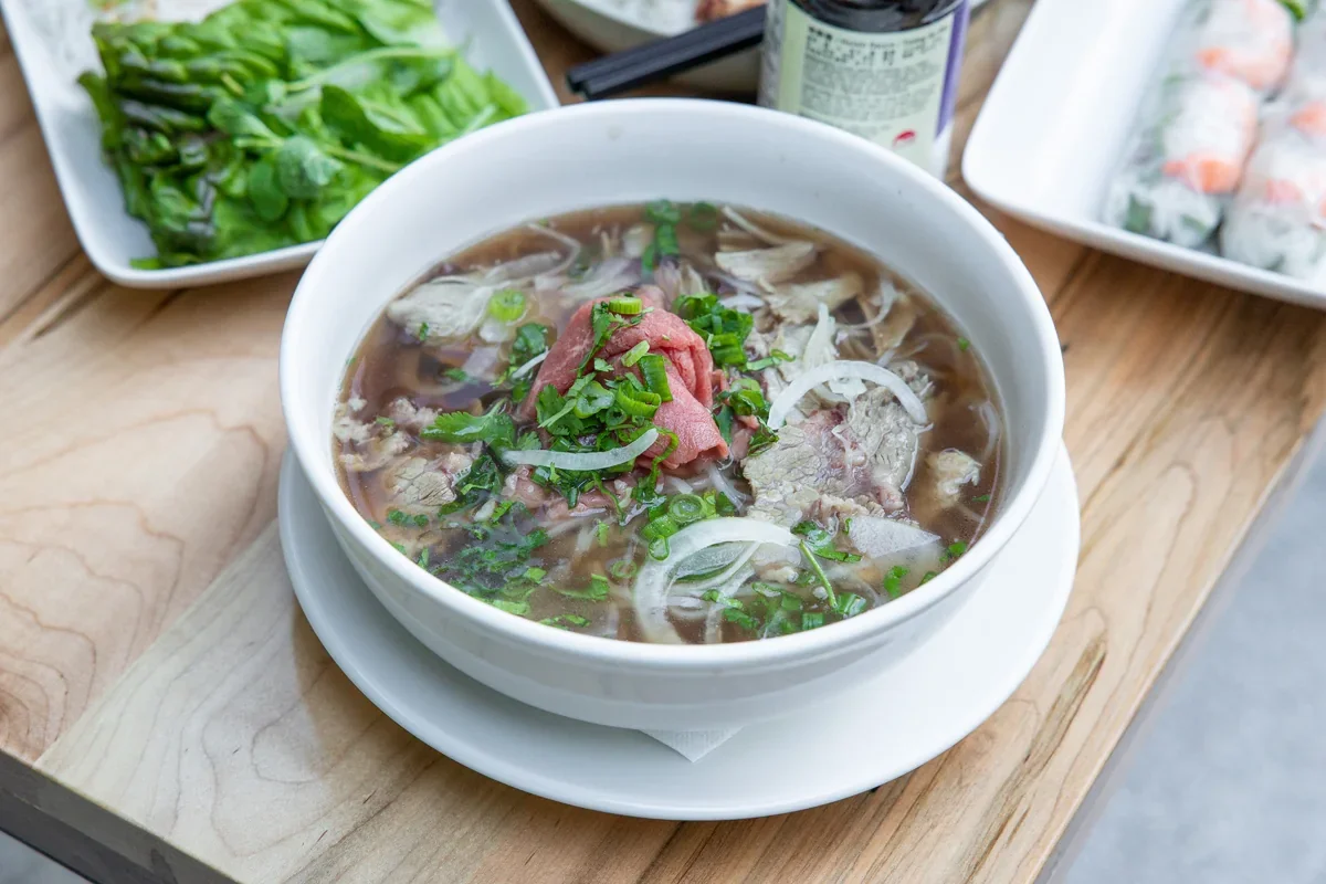 A bowl of pho photographed for Phorage