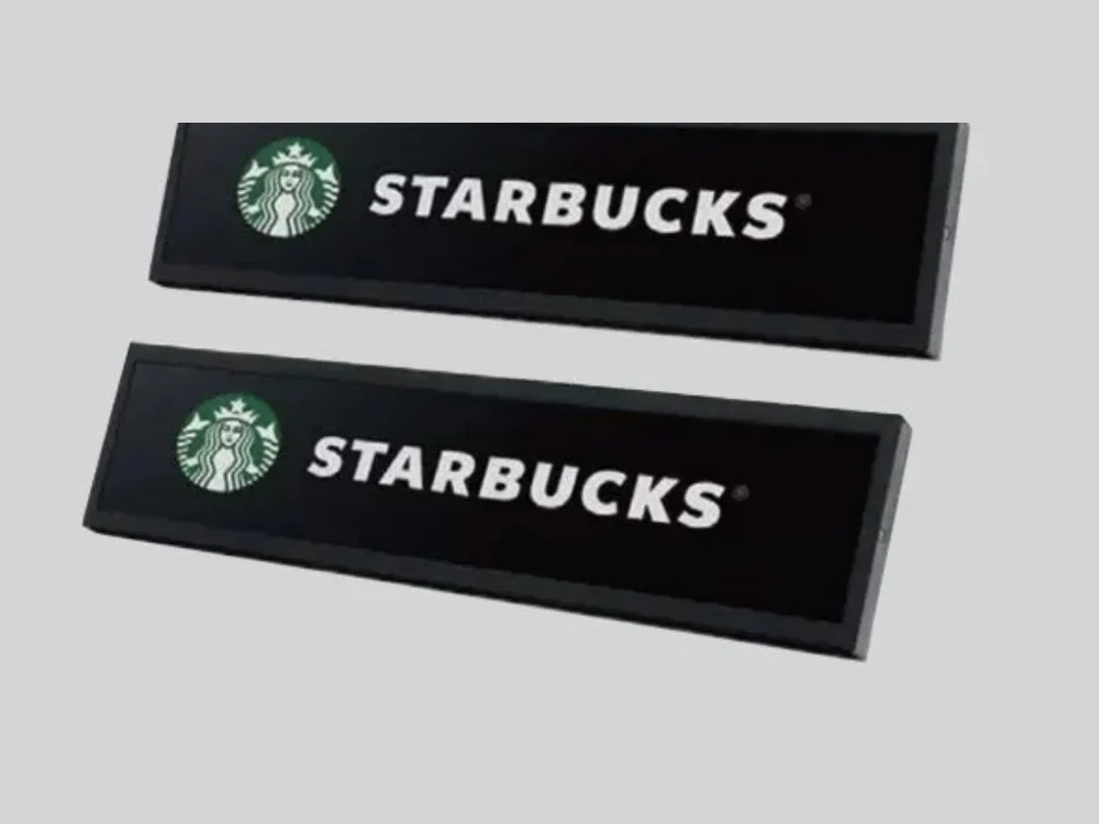 Two stretched bar LCD displays used as illuminated shelf-edge signage