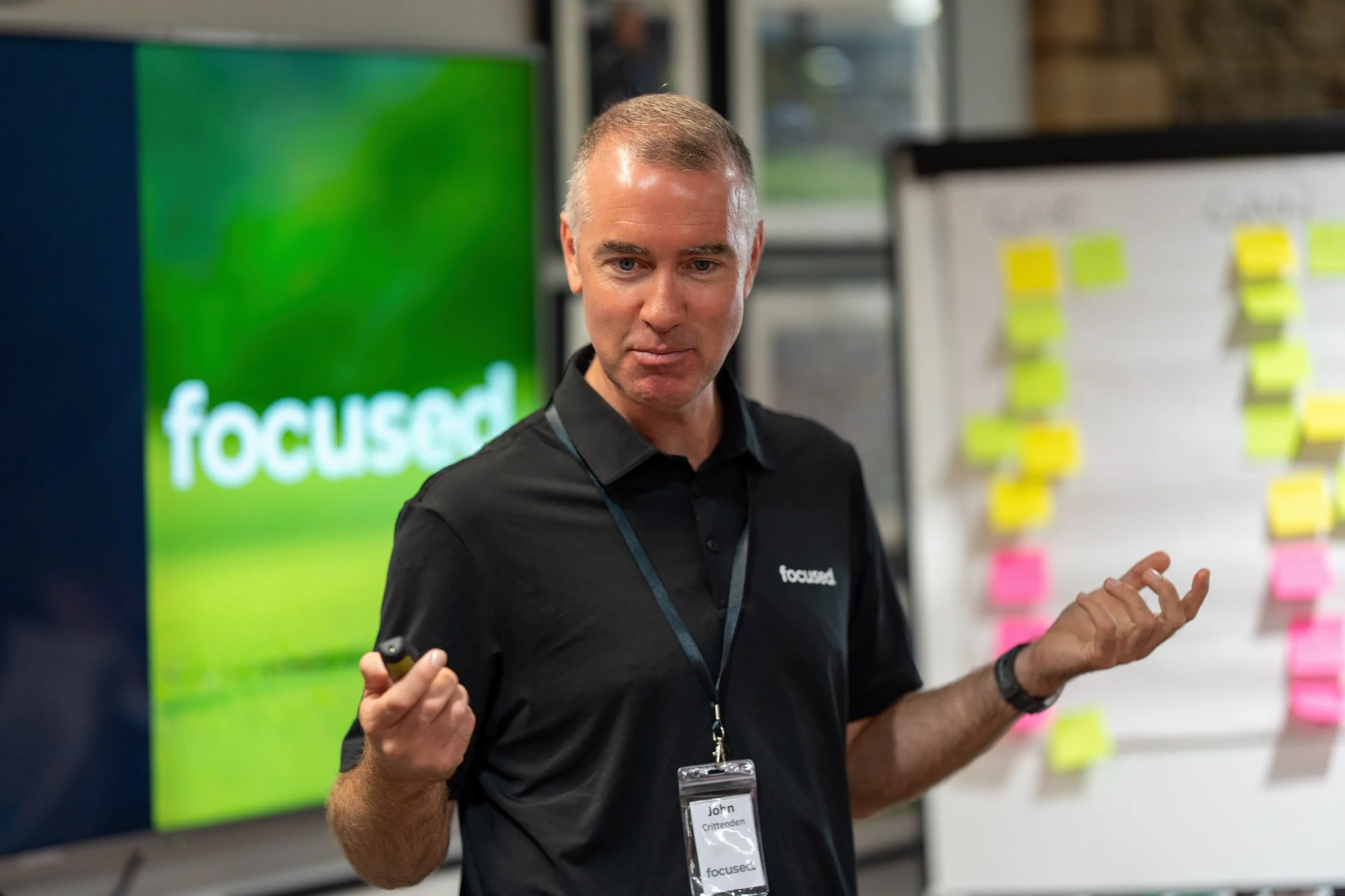John Crittenden presenting to a group at Focused Sport coaching event