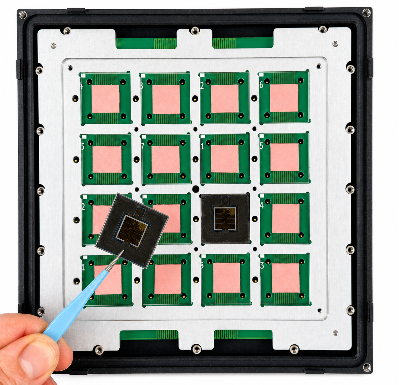 Placing a solar cell sample in the custom-made Litos Lite tandem sample holder