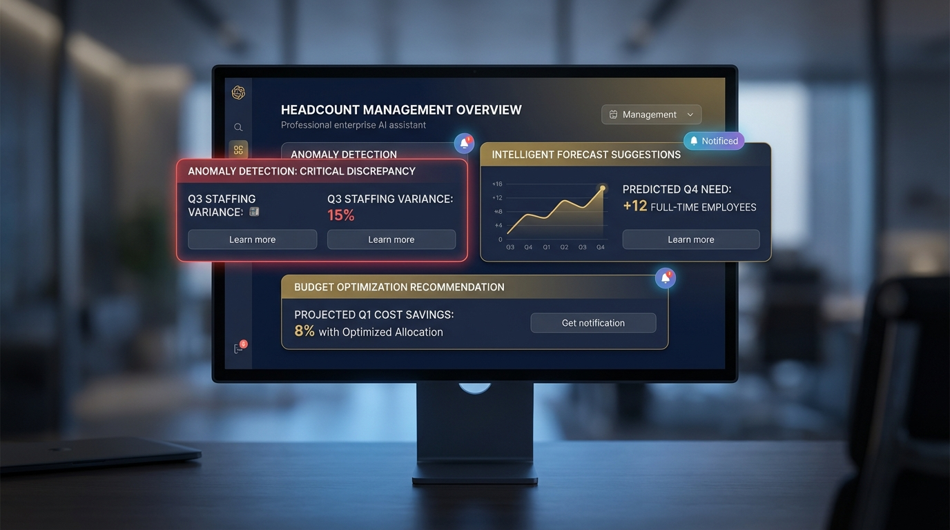FP&A team comparing a cluttered multi-tab spreadsheet with a clean headcount planning dashboard showing fully loaded costs and variance indicators.
