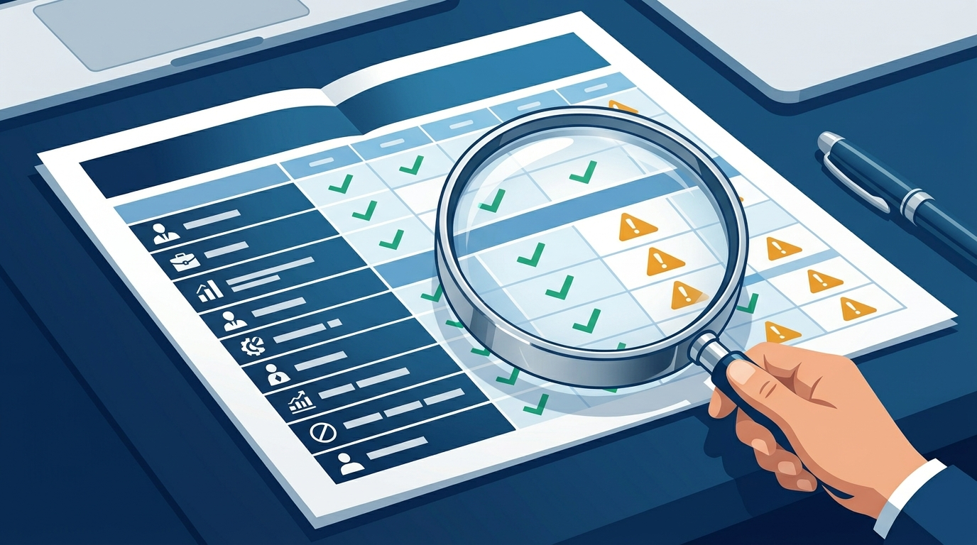 Graphic of magnifying glass closely examinging hr headcount problems