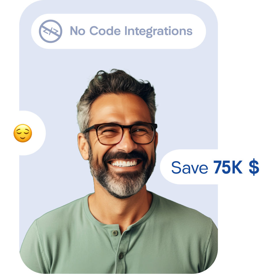 Kinnect's no-code solution integrates with your platform seamlessly and will save you big.