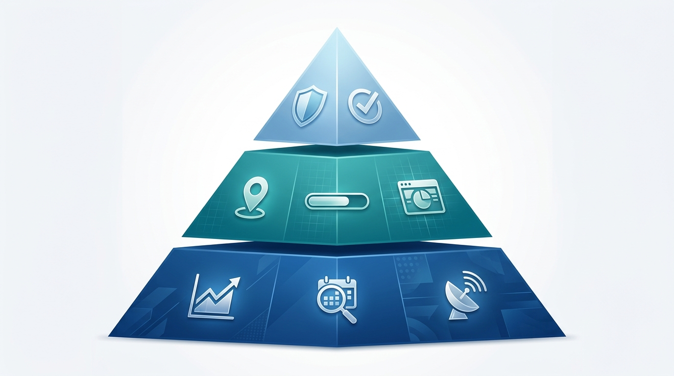 Conceptual depiction of of a layered pyramid with different headcount levels