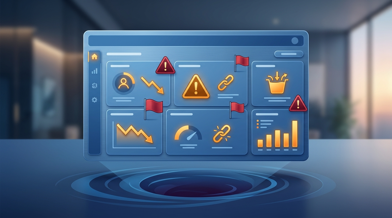 common errors and mistakes showing as alerts on a the user's interface