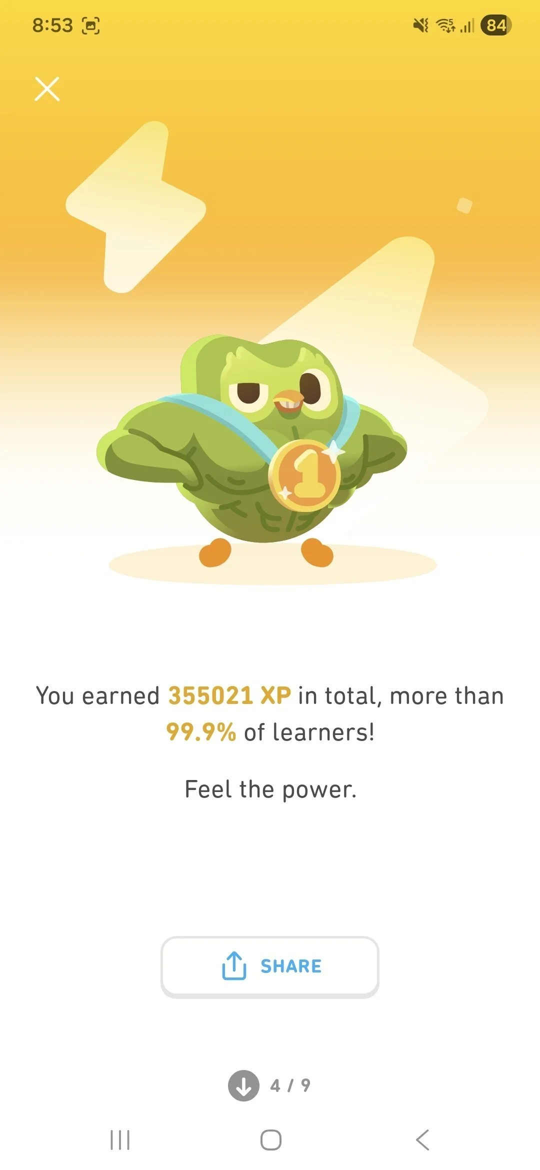 Duolingo Year in Review 2025 recap slide shown in the mobile app