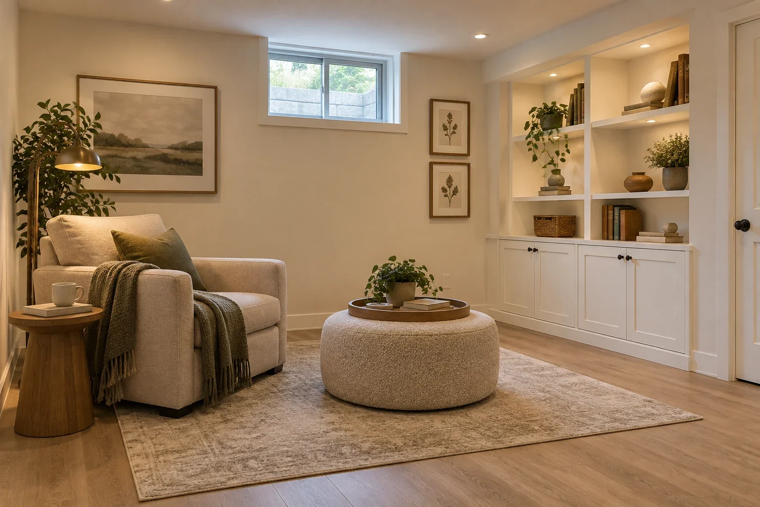 Illustrative basement design concept: flex room.