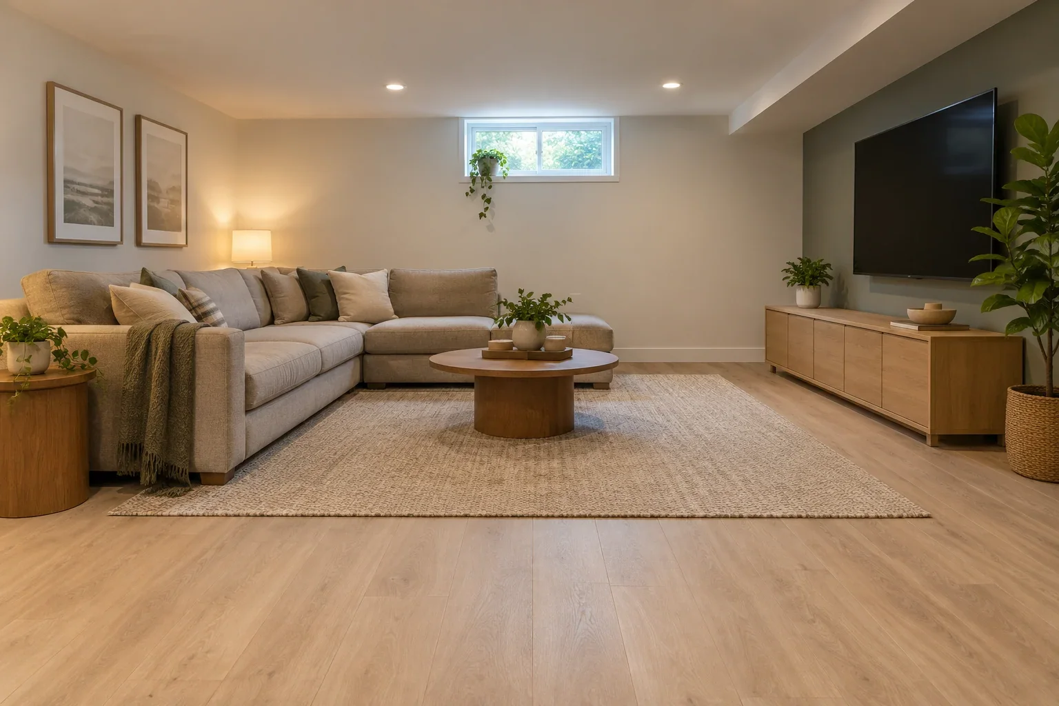 Illustrative basement design concept: family room.