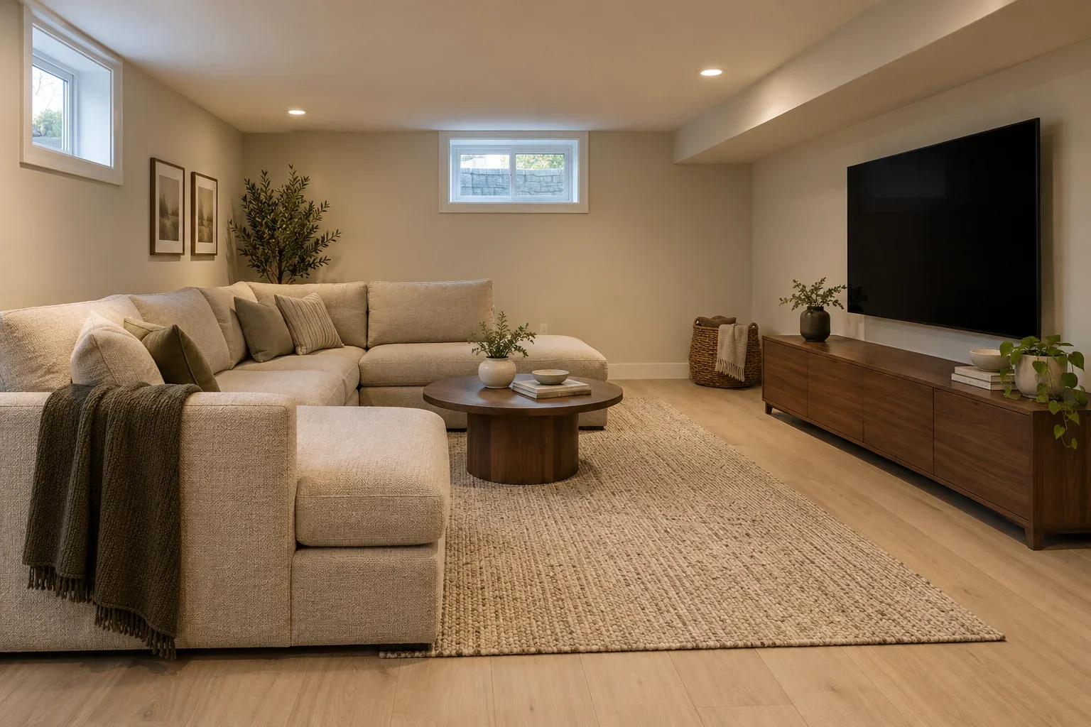 Illustrative basement design concept: family room.