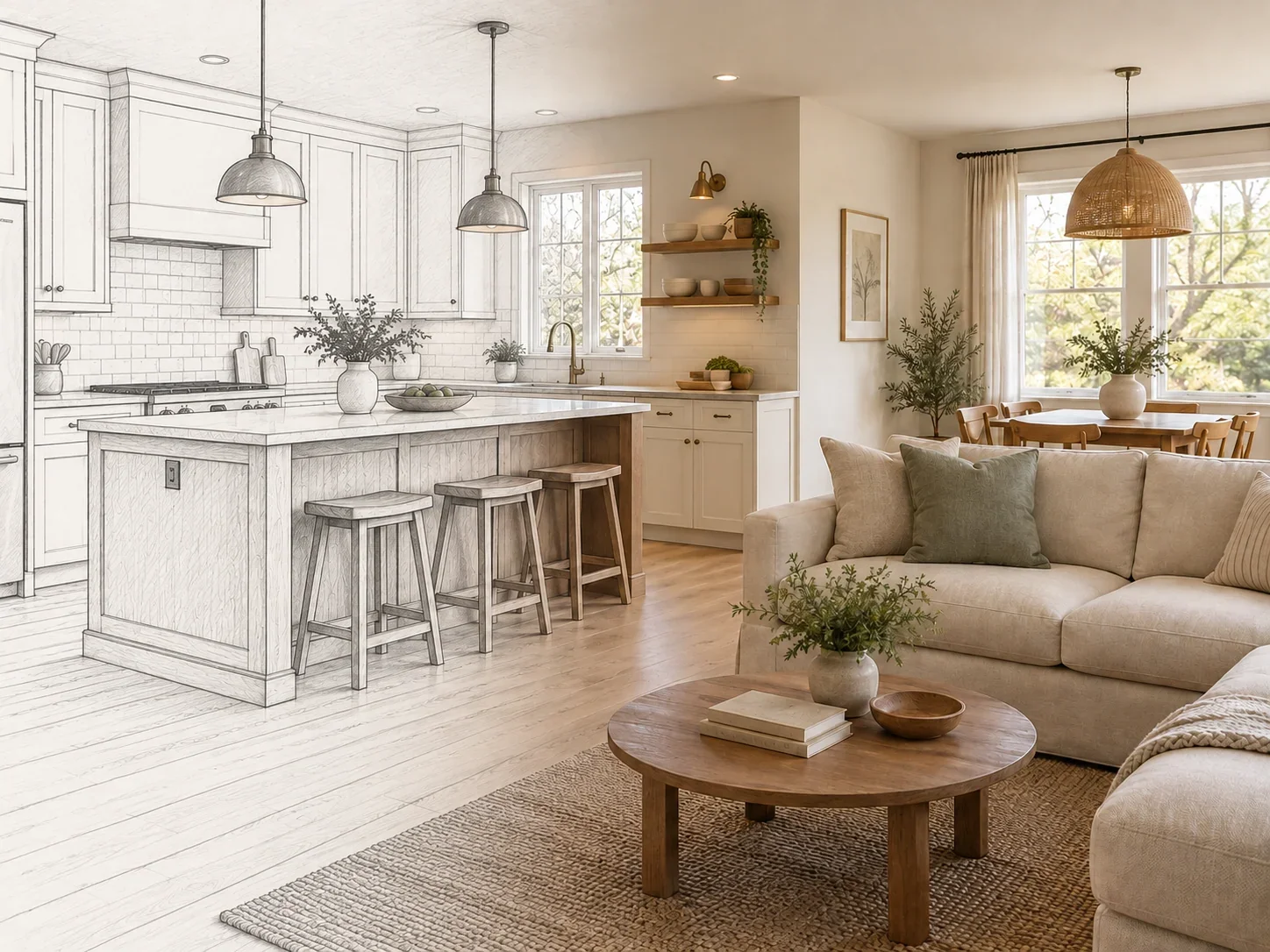 Illustrative interior renovation design concept: design.