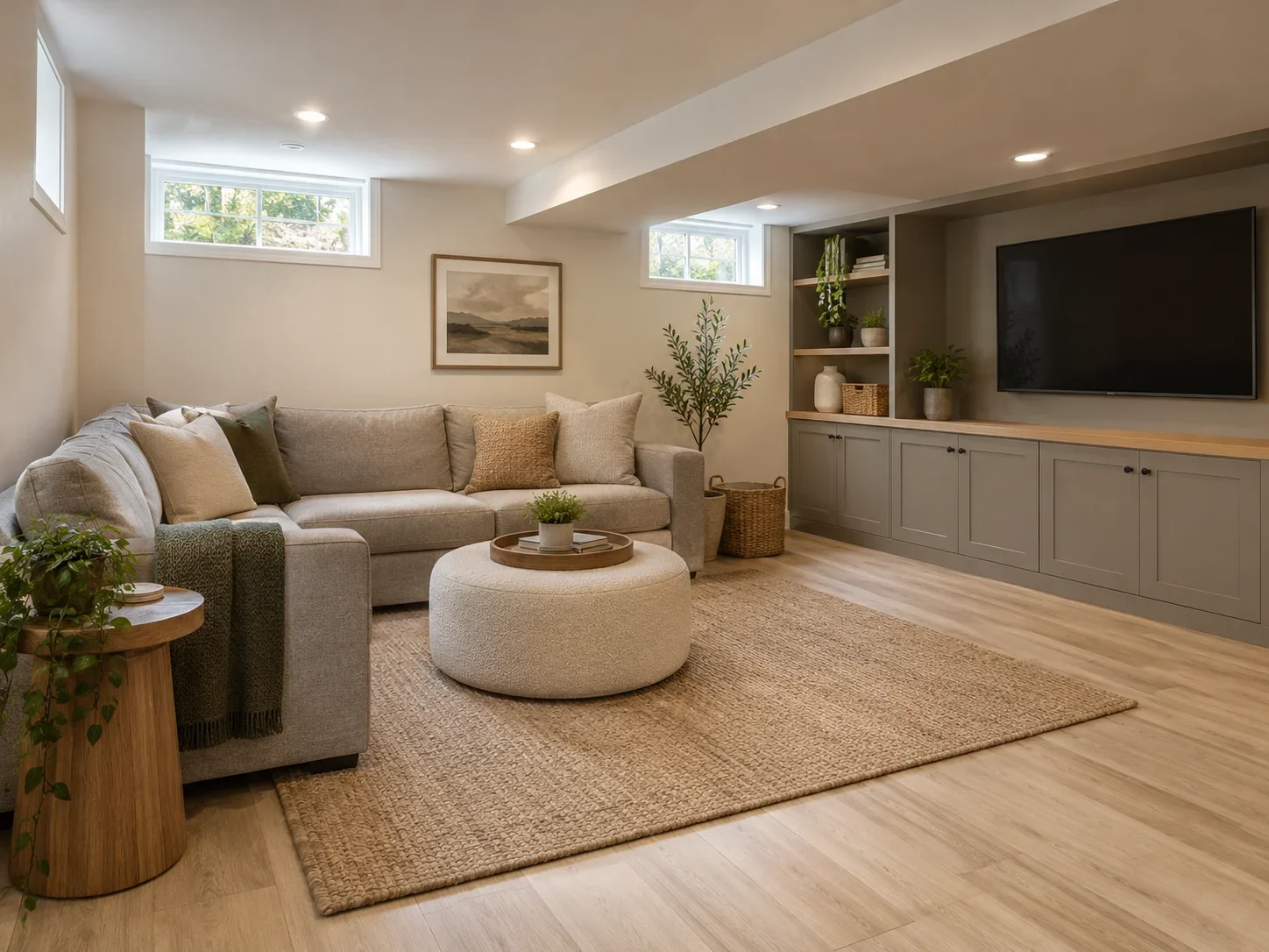 Illustrative basement design concept: finished room.