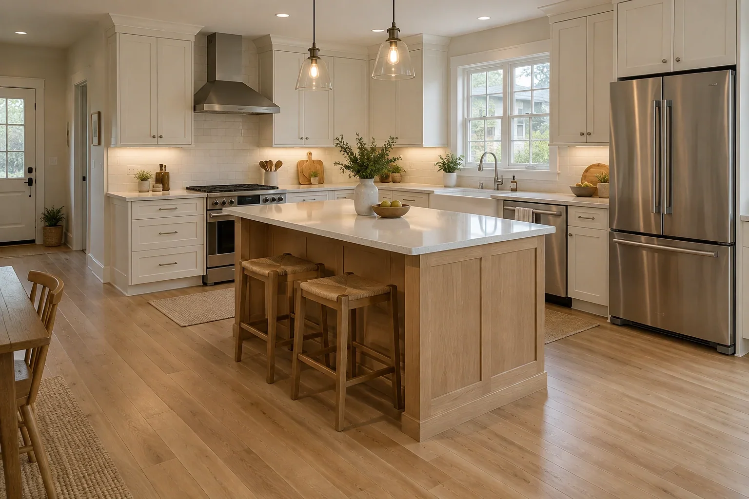 Illustrative kitchen design concept: white island.