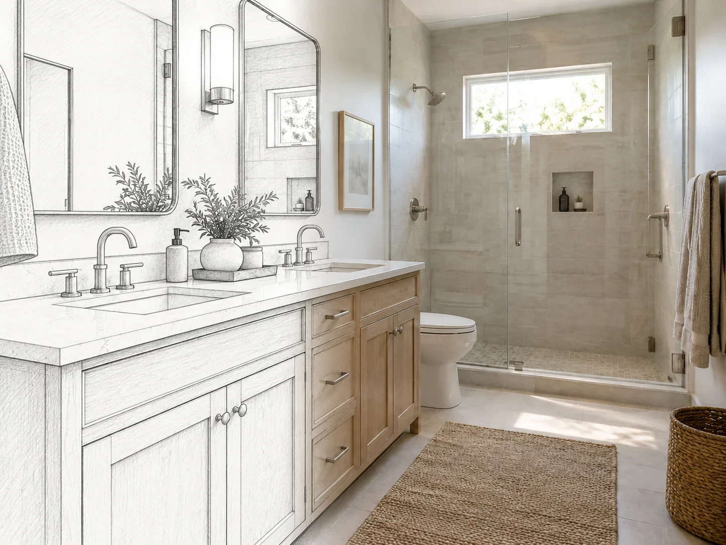 Illustrative bathroom design concept: design.