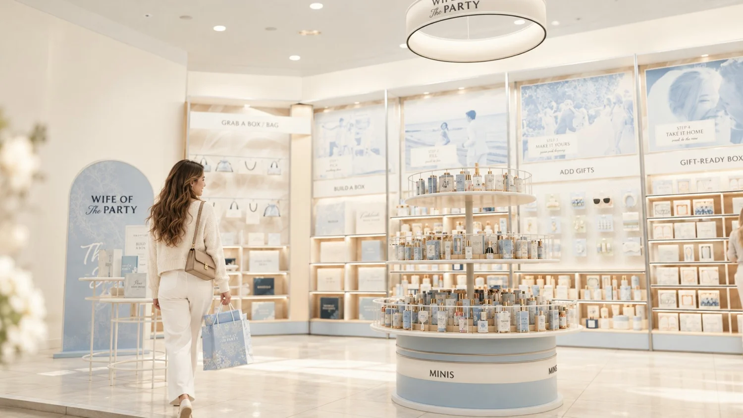 Shop-in-shop rendering with gift wall