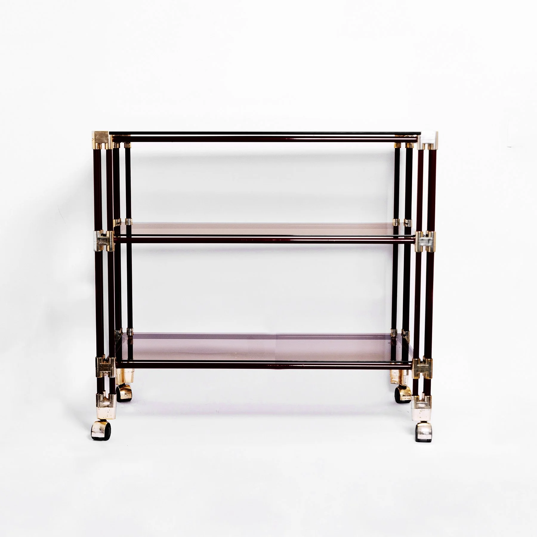 Vintage Red & Gold Bar Cart (Italy or Germany, c. 1960s)