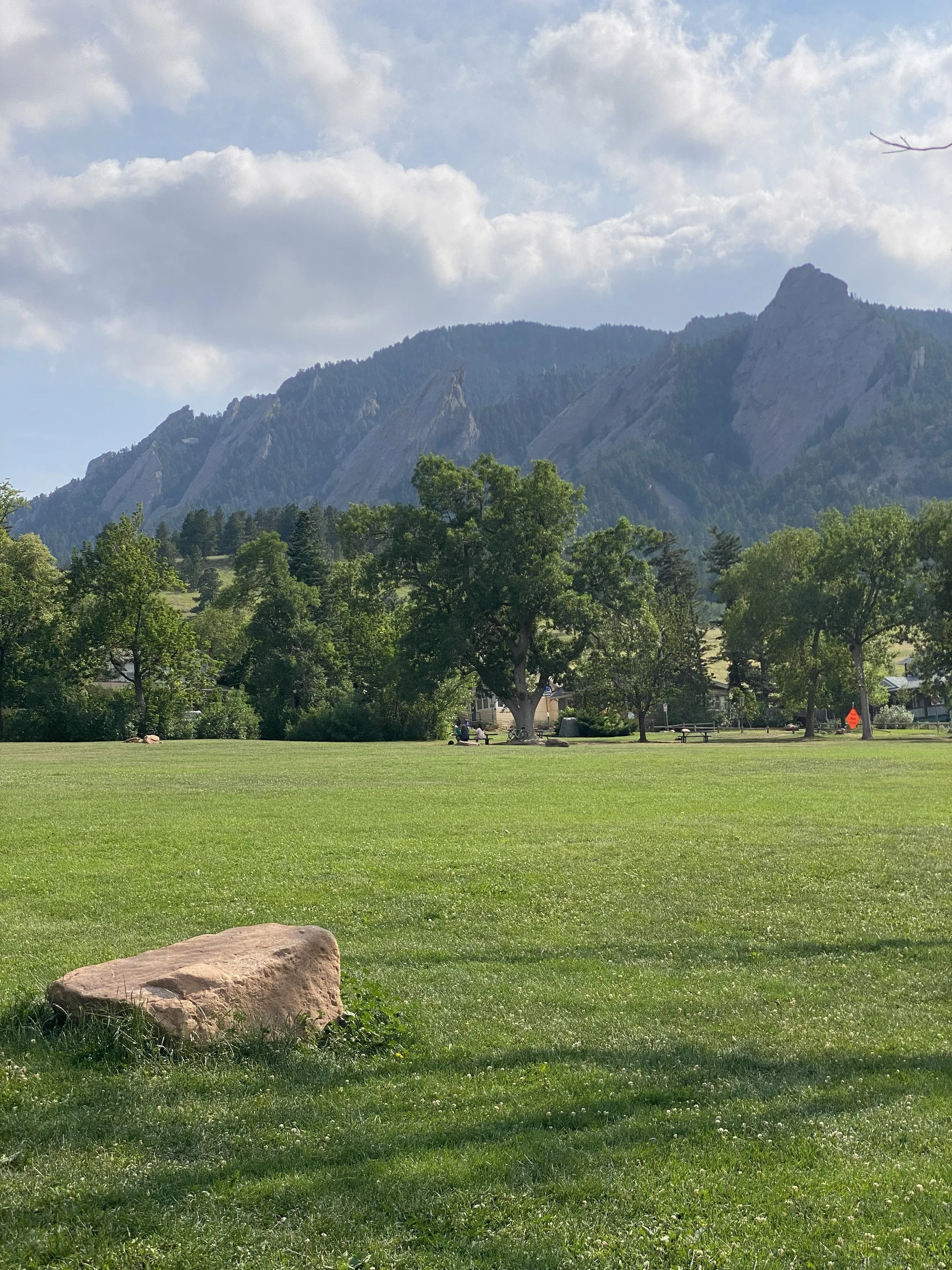 The First, Second and Third Flatirons rising above Chautauqua Park