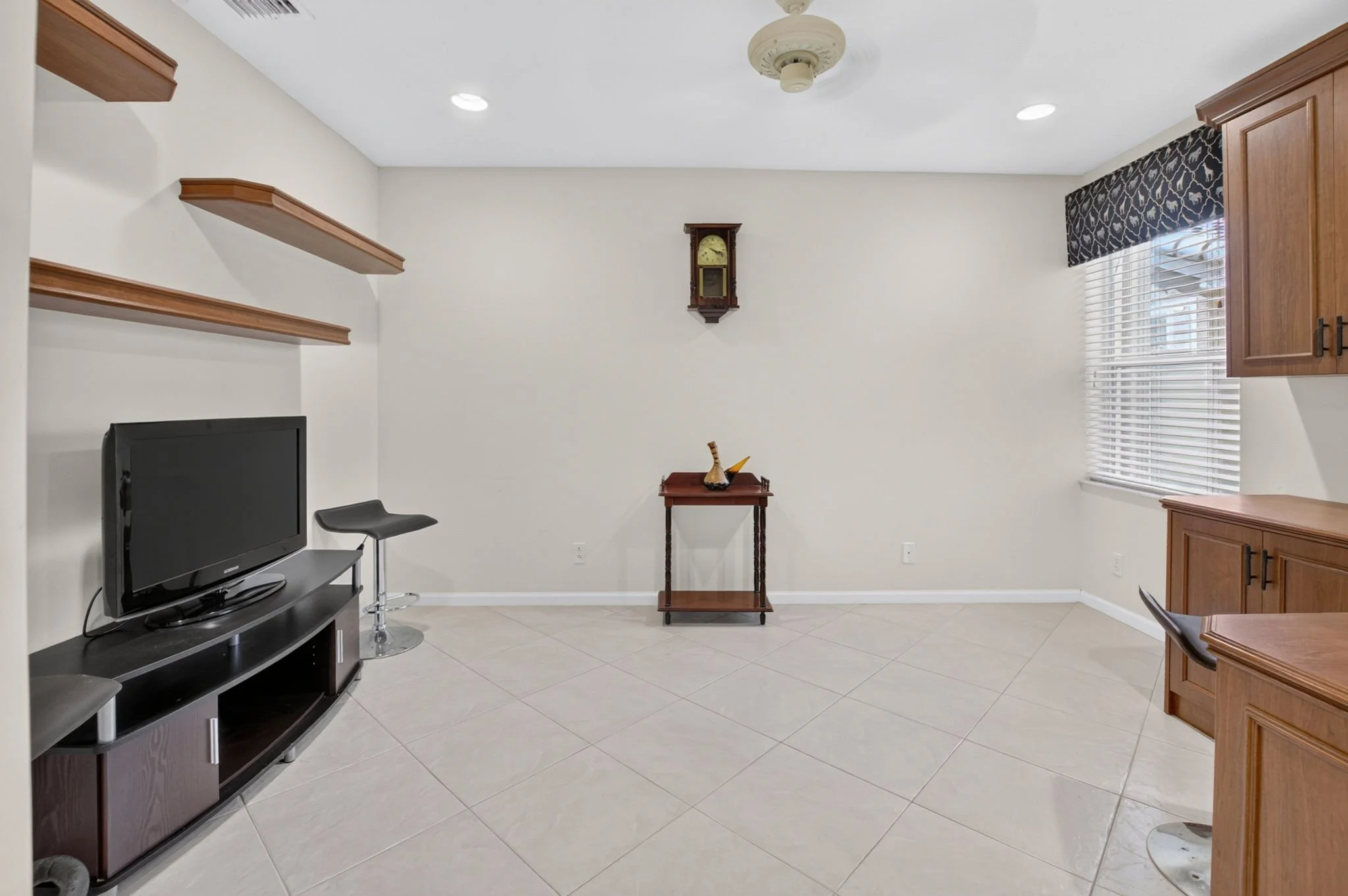 Den with a built in entertainment center