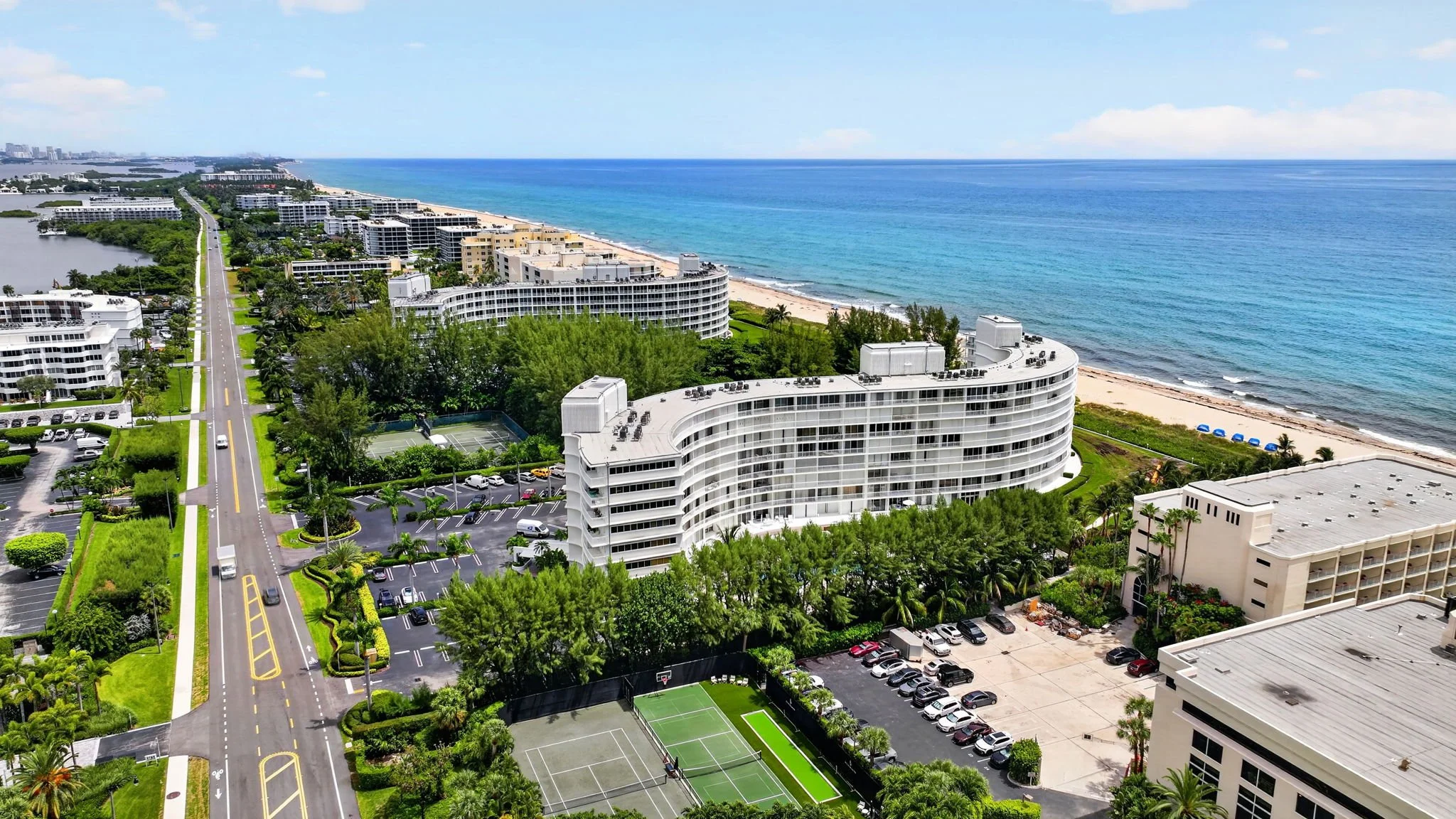 Aerial view — building and coastline