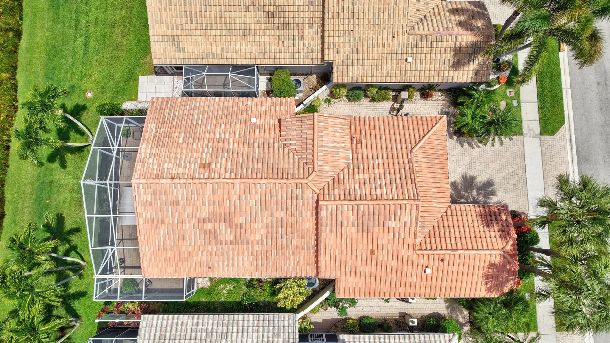 Aerial of the clubhouse and pool complex
