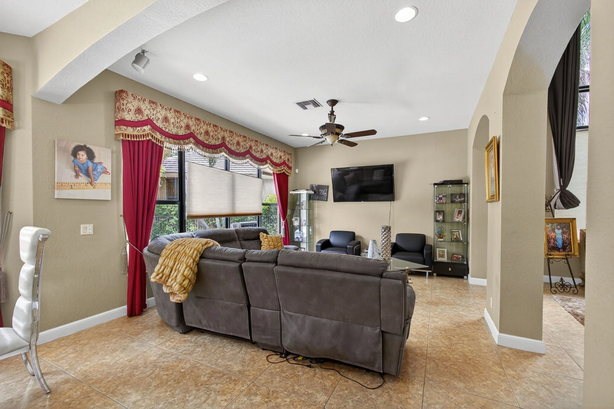 Family room with sectional