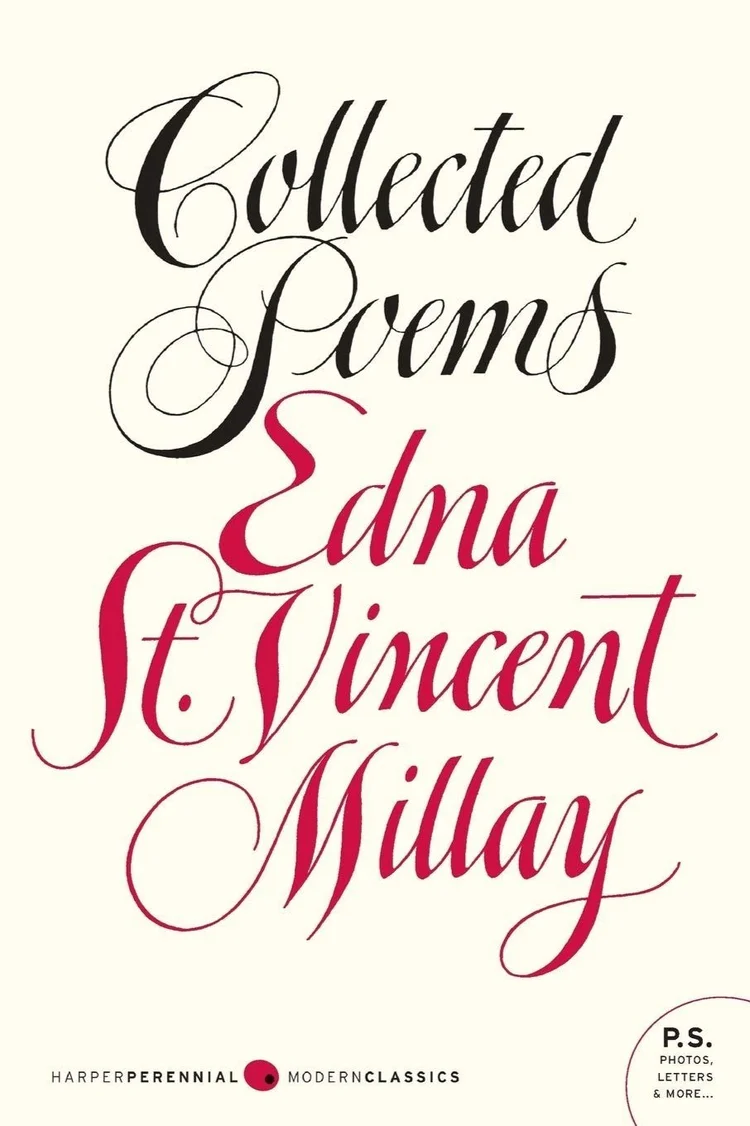 The cover of Collected Poems by Edna St Vincent Millay. No illustration, just calligraphic type.