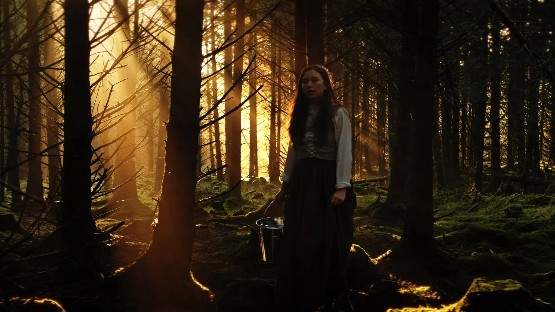Máire in the woods in An Taibhse.