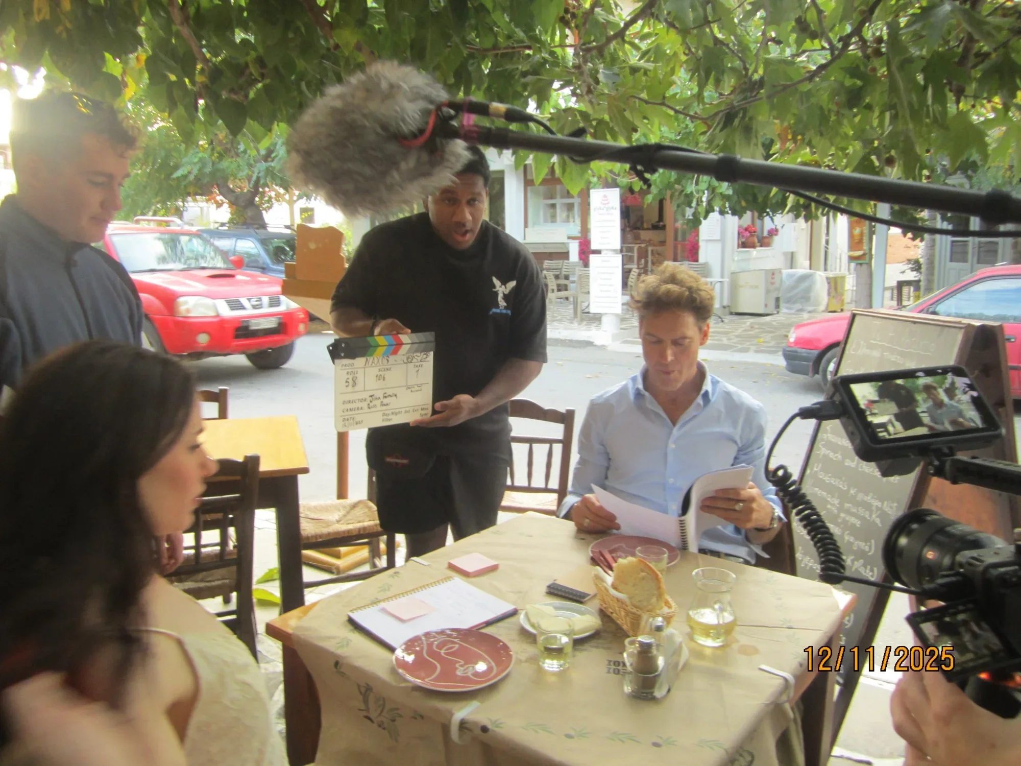 Setting up a café scene.