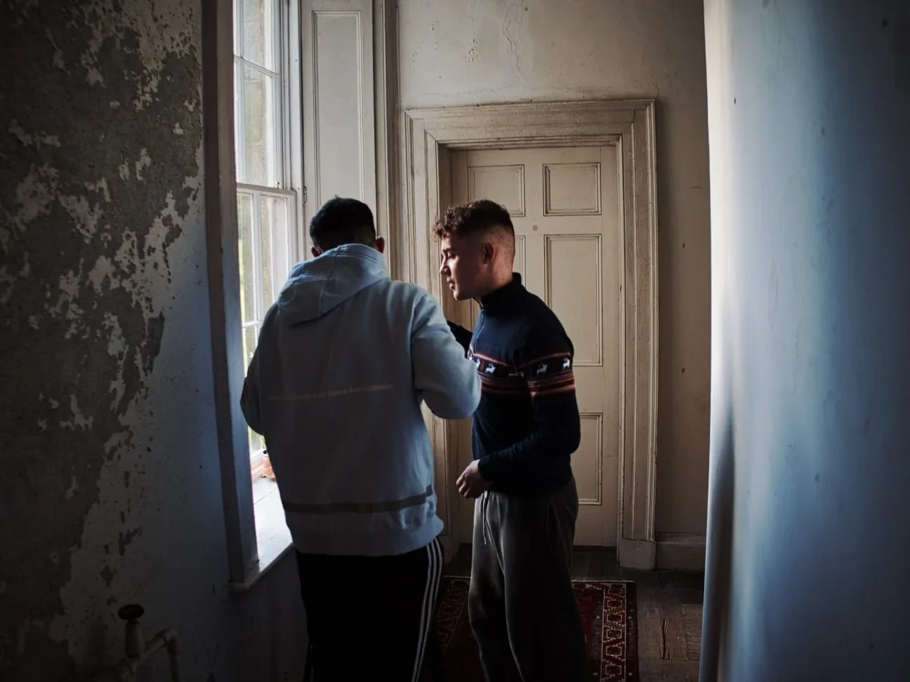 Preparing an interior scene.