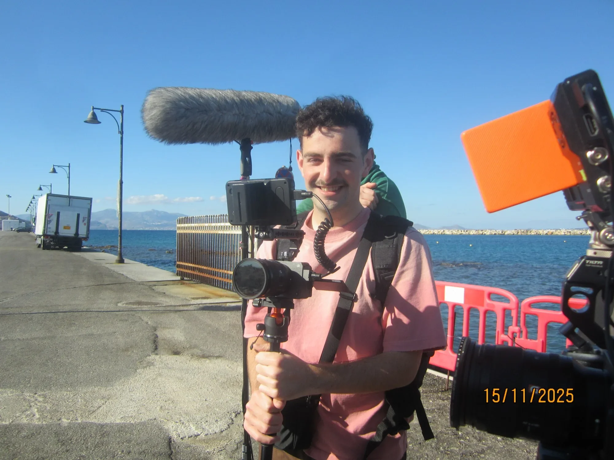 Working beside the harbour.