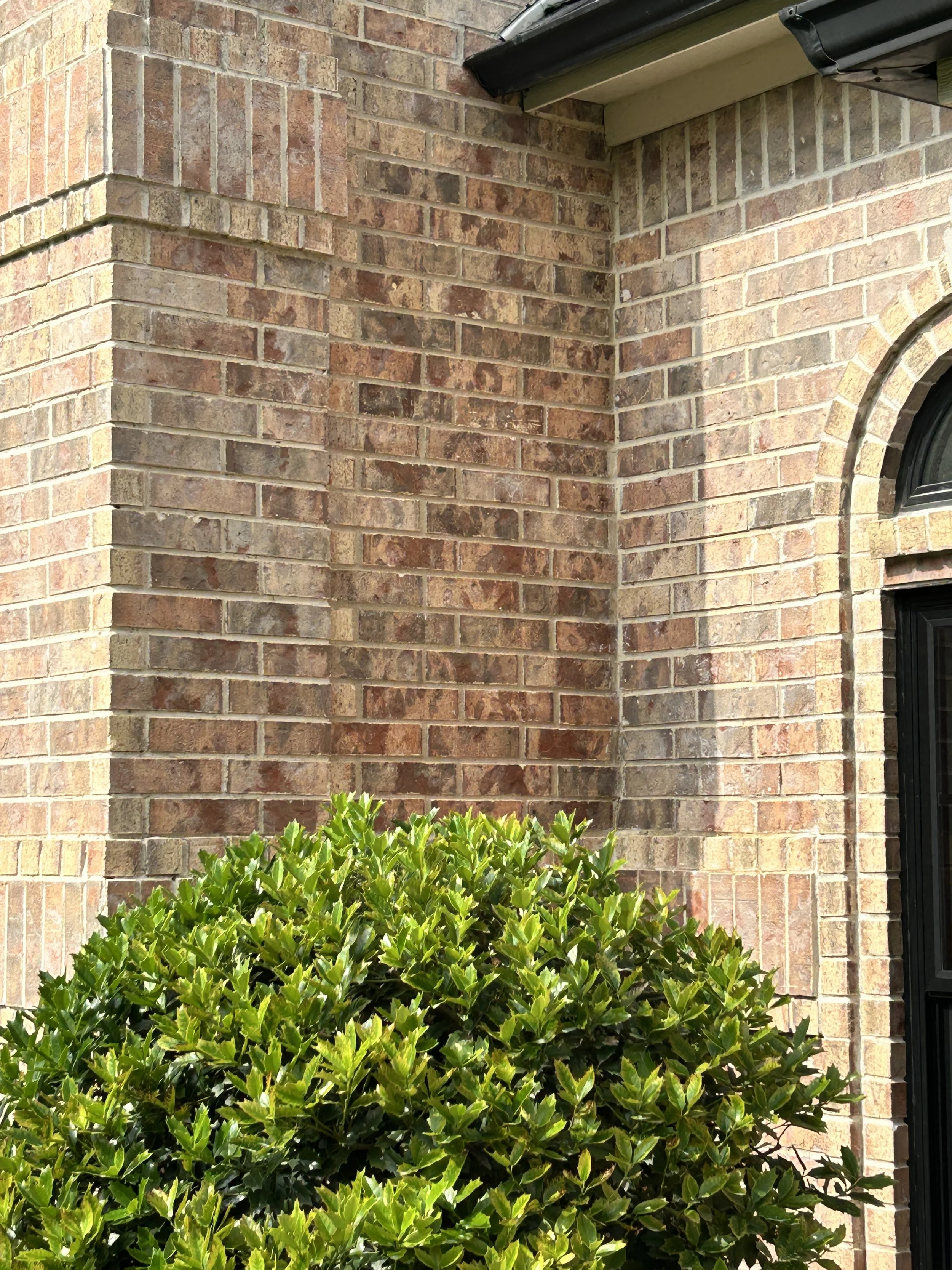Mortar repointing at a brick wall return on a Southlake Texas home