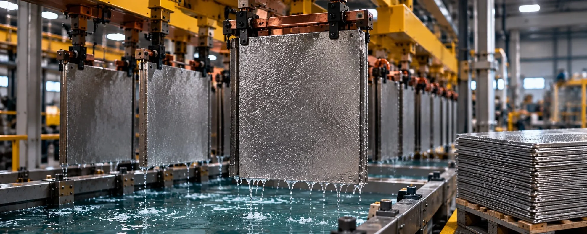 Illustrative view of a finished nickel cathode lifted from an electrowinning cell