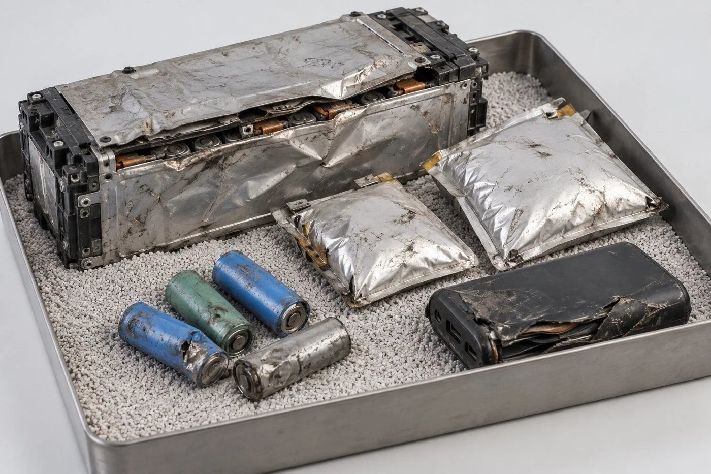 Damaged and swollen battery cells