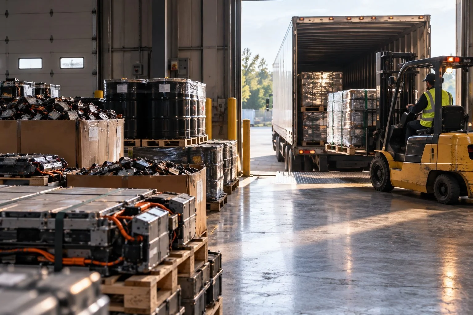 Battery material arriving at a receiving dock