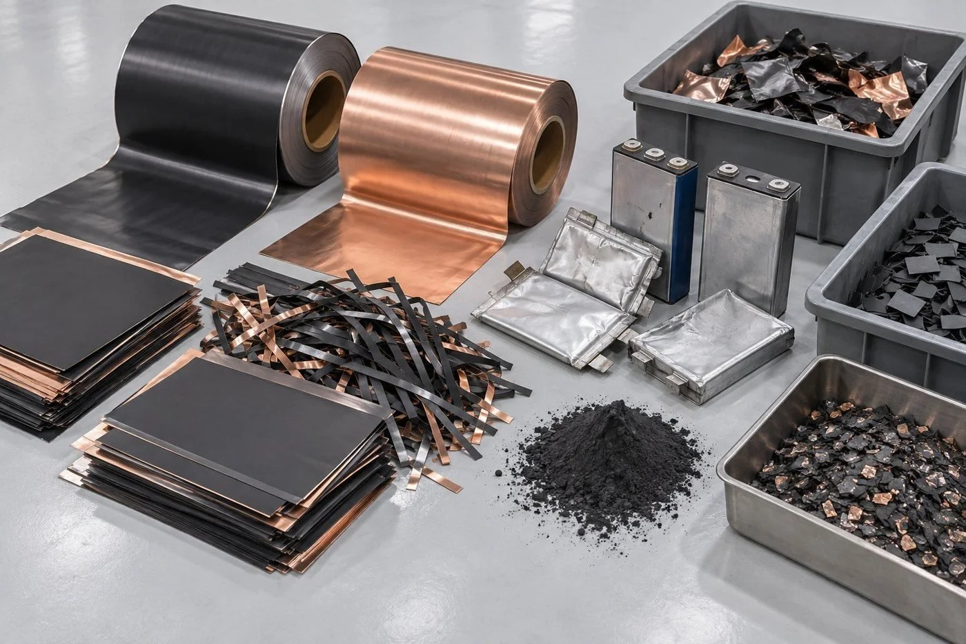 Illustrative view: electrode foil and cell manufacturing scrap