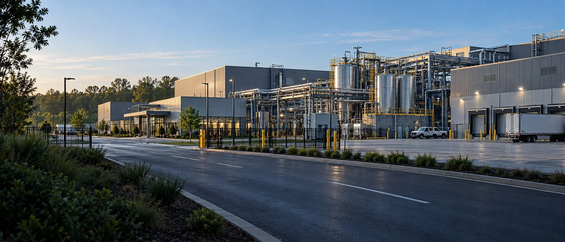 Illustrative rendering of a battery metals refinery campus