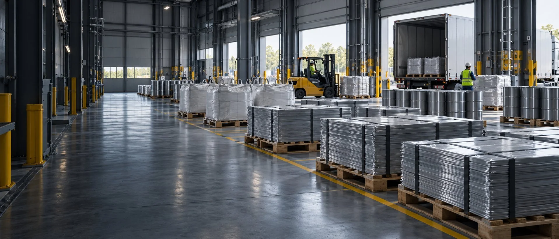 Illustrative view of finished cathode on pallets ready to ship