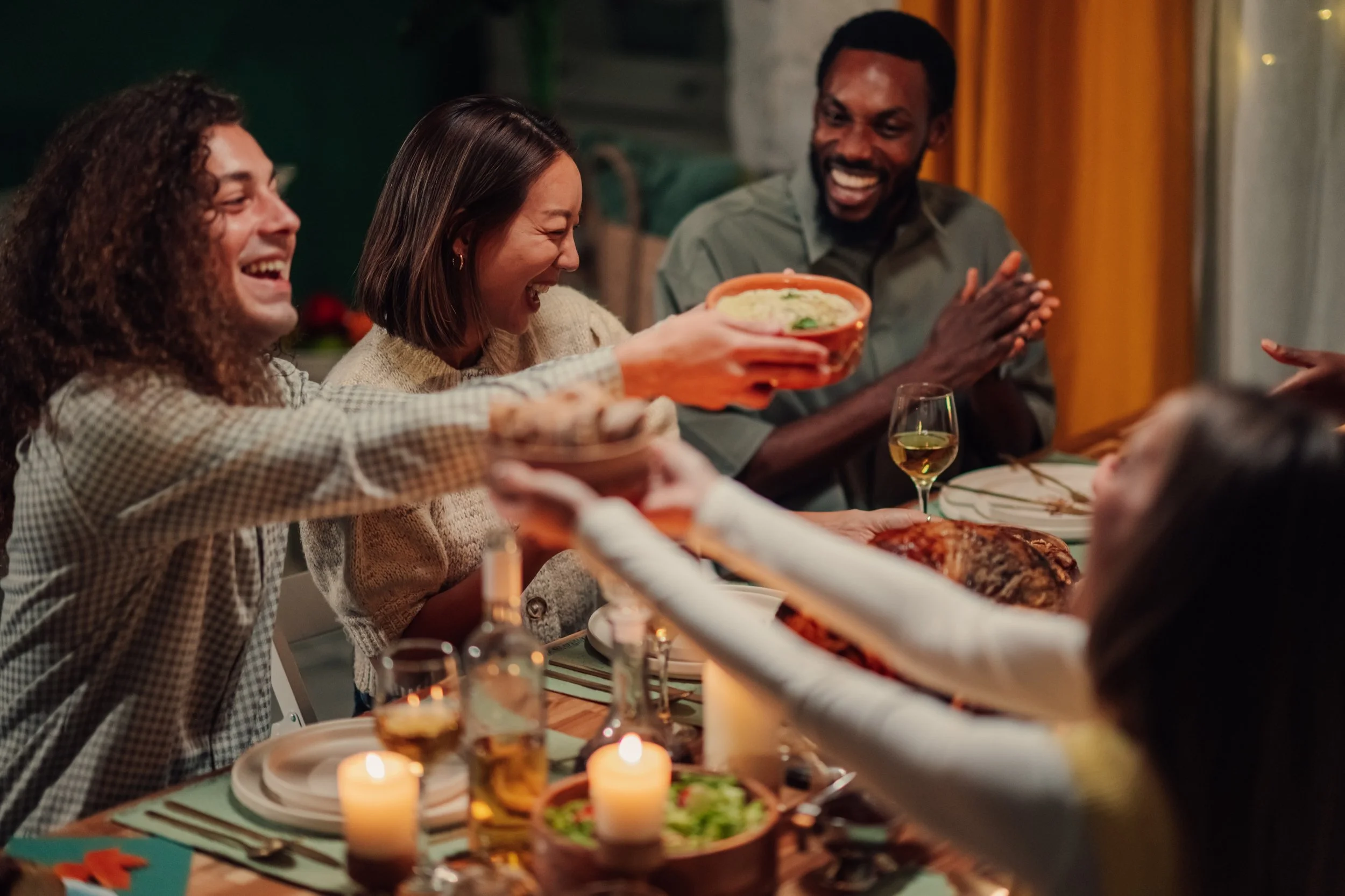 Friends sharing dinner together