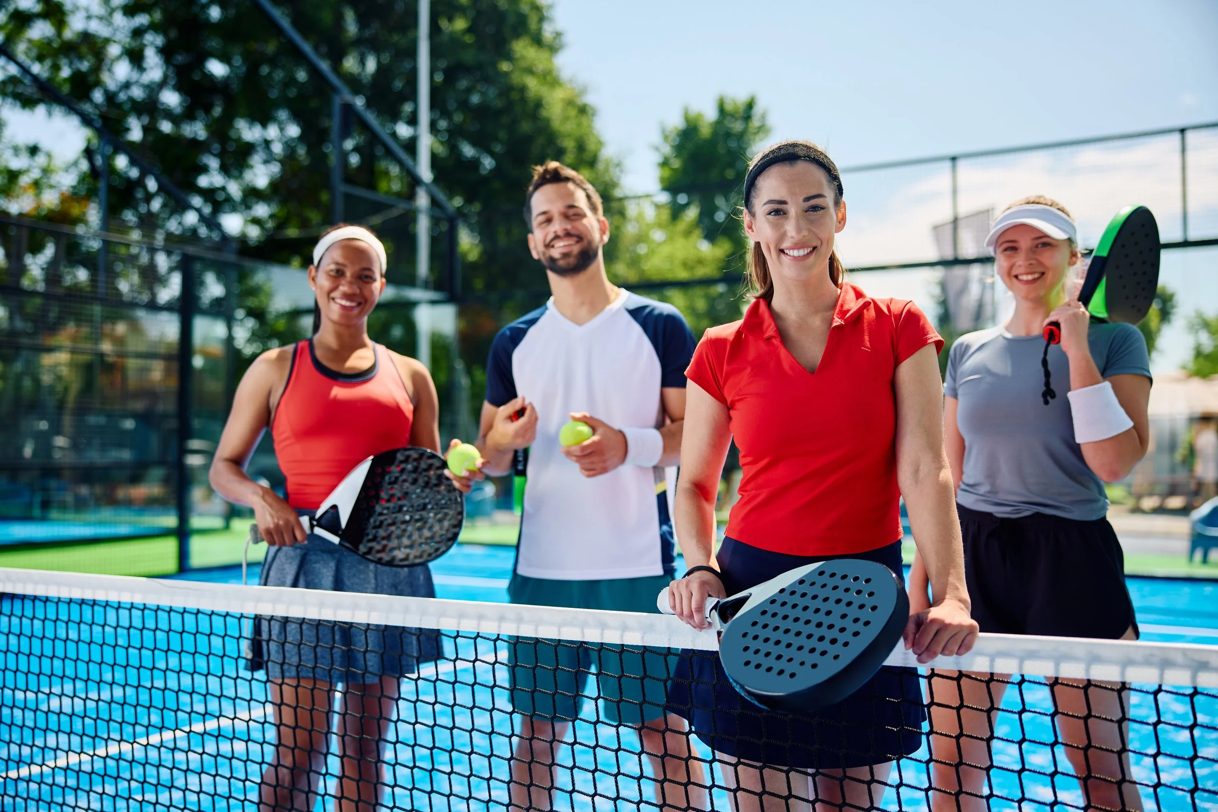 Friends ready to play a racquet sport