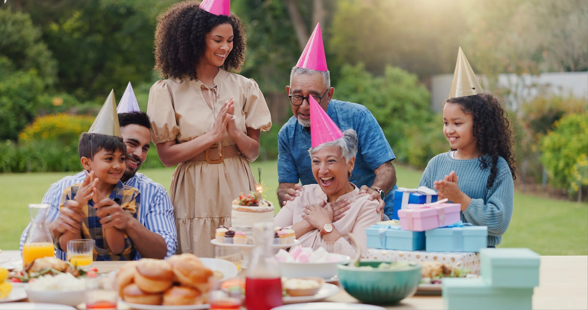 Family celebrating a birthday together