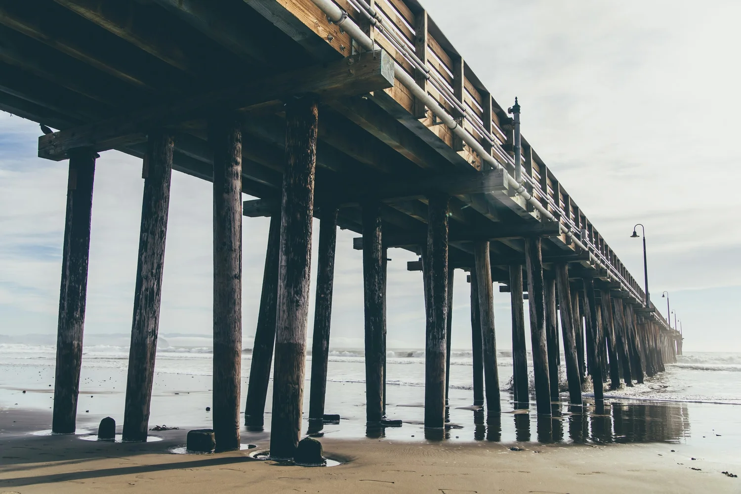 Coastal pier and shoreline in San Luis Obispo County