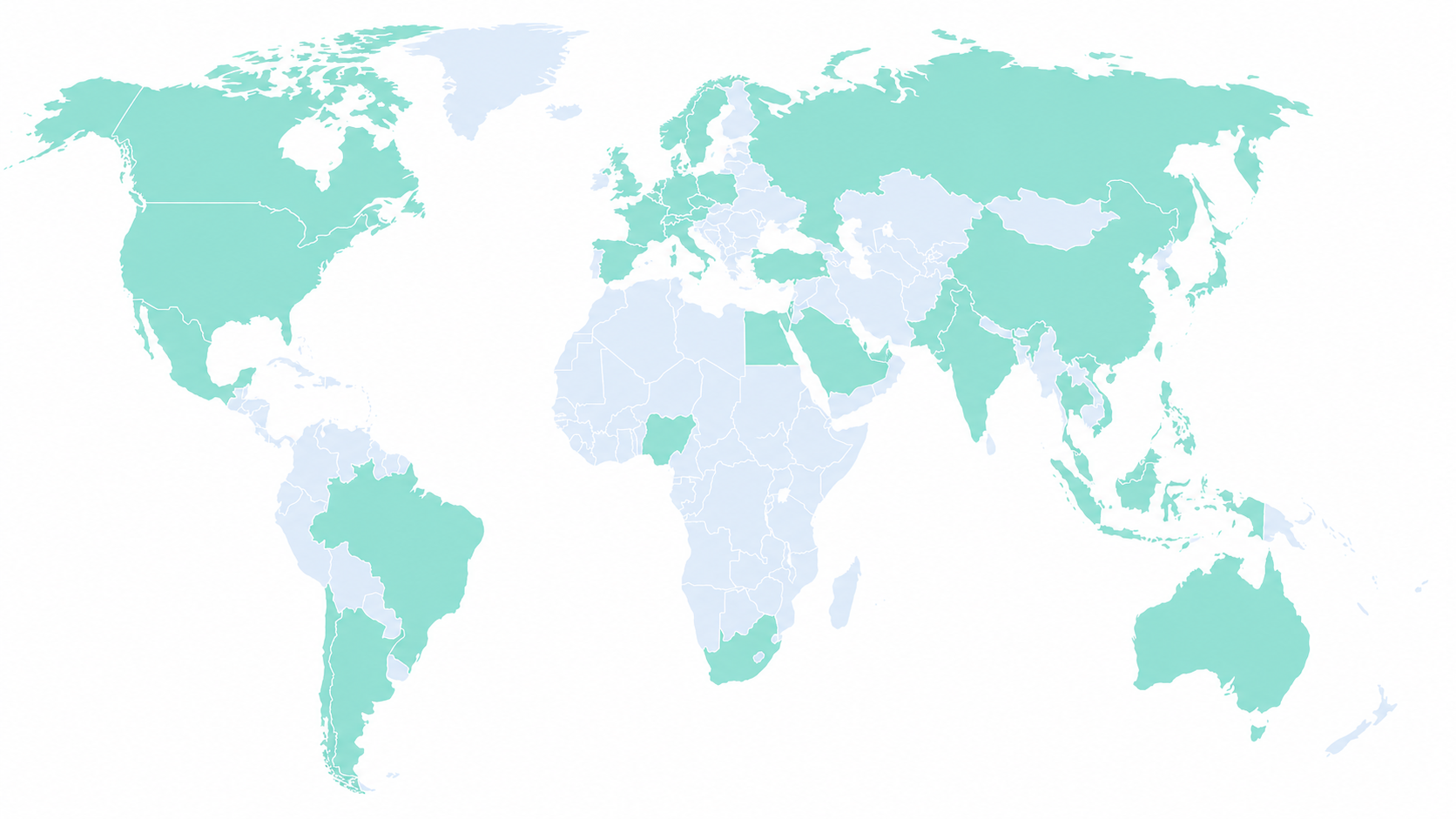 Global coverage — 43 markets handled by Tesseract Stock Agent country packs