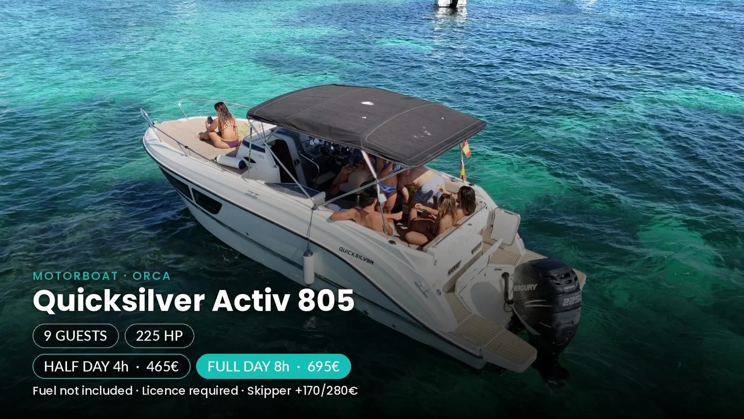 Quicksilver Activ 805 boat rental Mallorca
