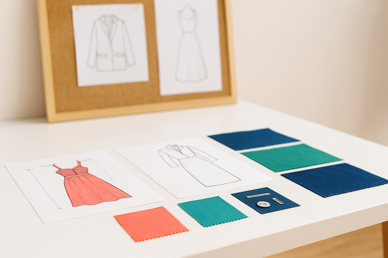 Fashion Mood Board with Fabric Swatches for Startup Collections