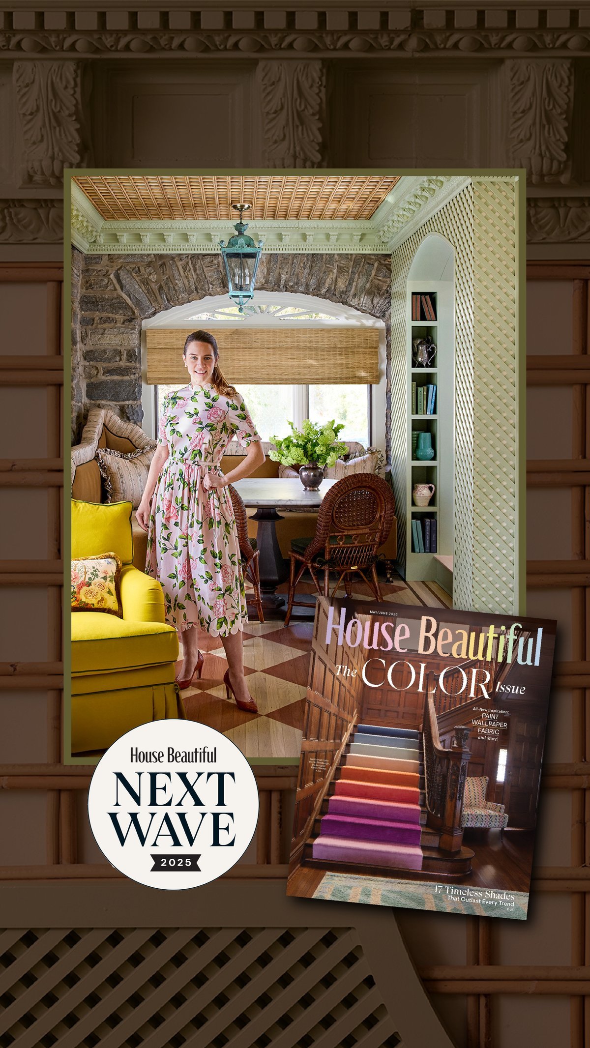 Lucy O'Brien of Tartan and Toile in a floral dress, House Beautiful Next Wave Class of 2025