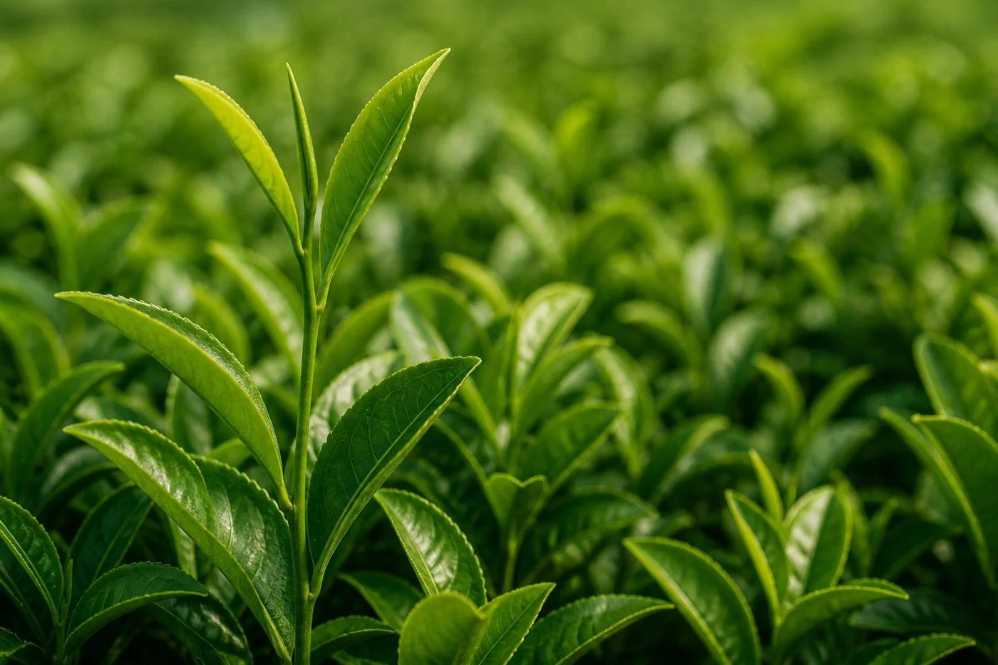 Fresh tea leaves close up Japan