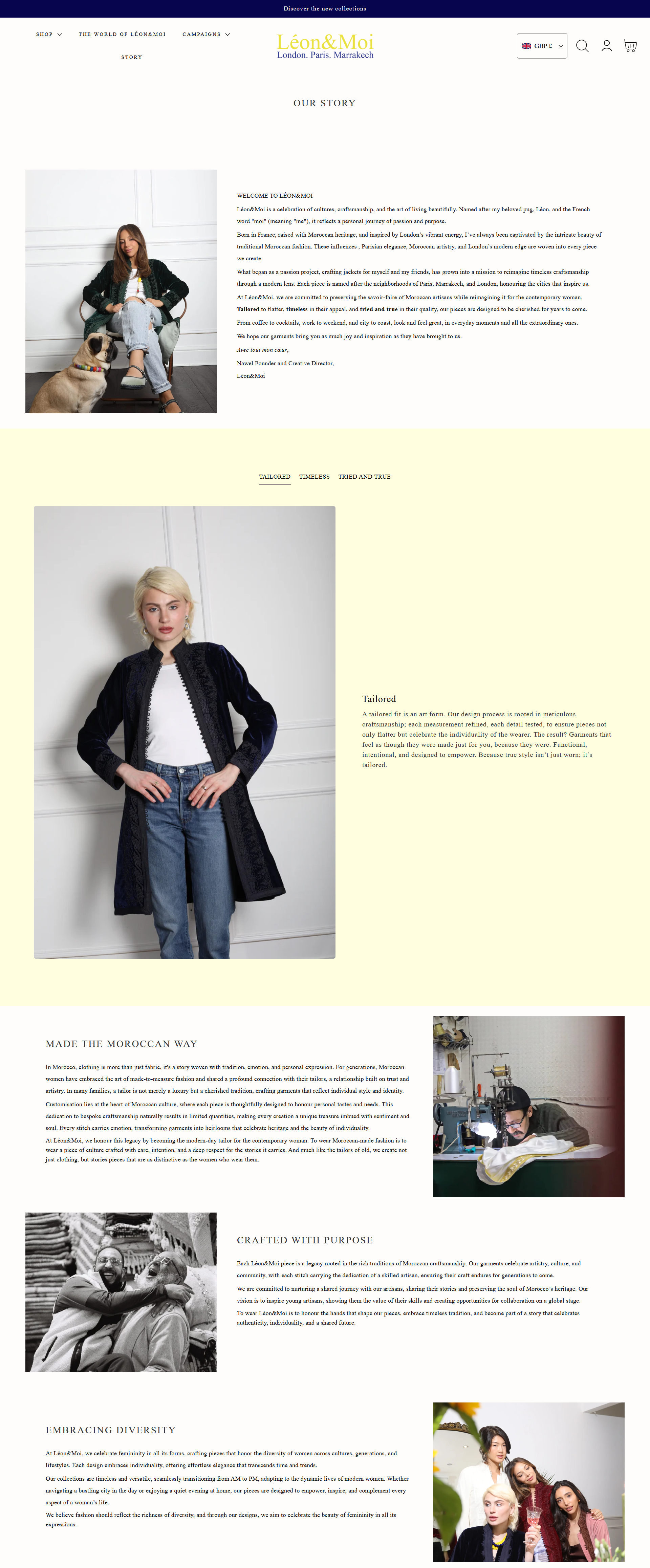 About Us landing page copy for Léon&Moi.