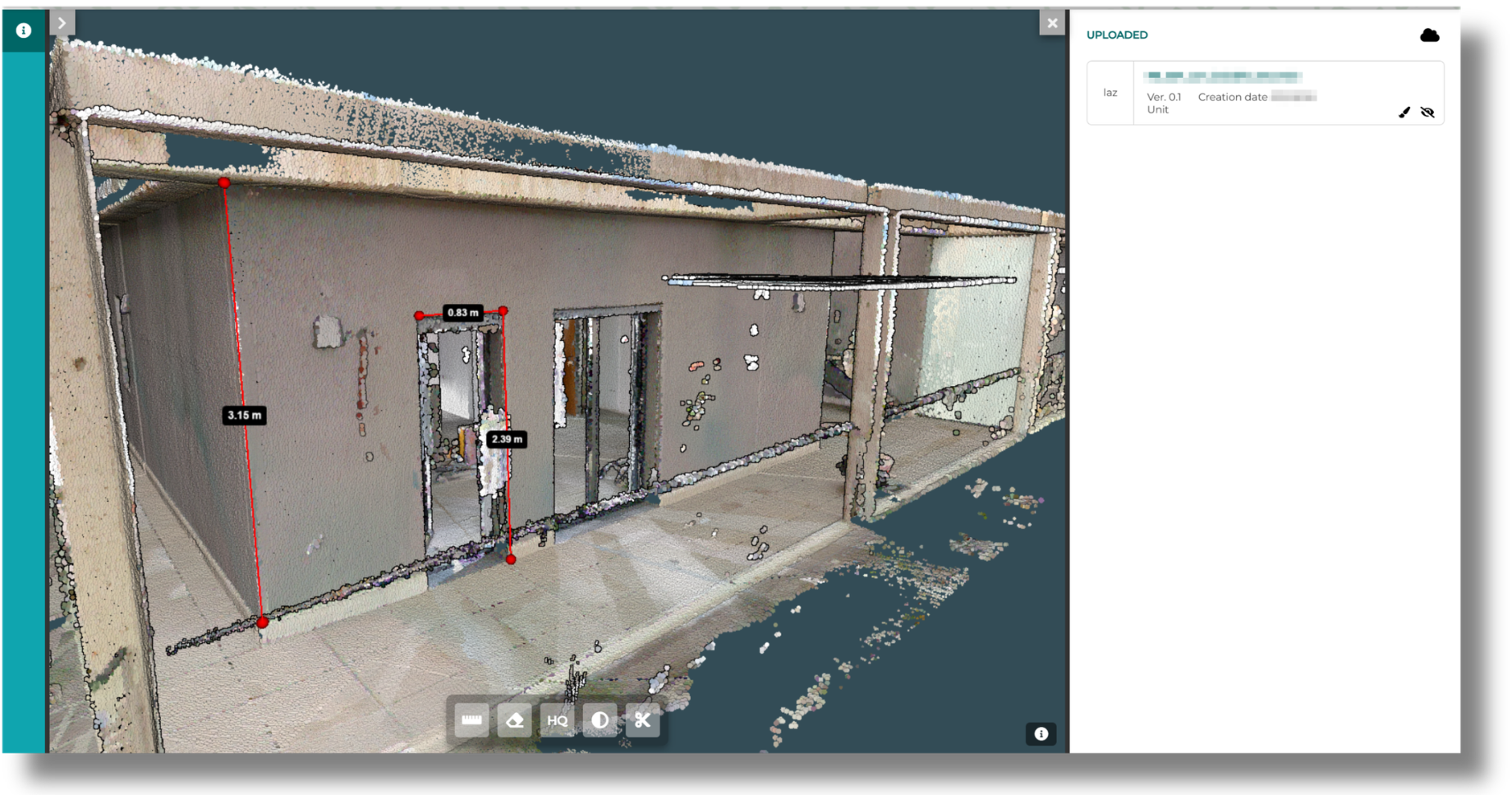 Viewer Nuvola di Punti - anteprima interfaccia Truspace