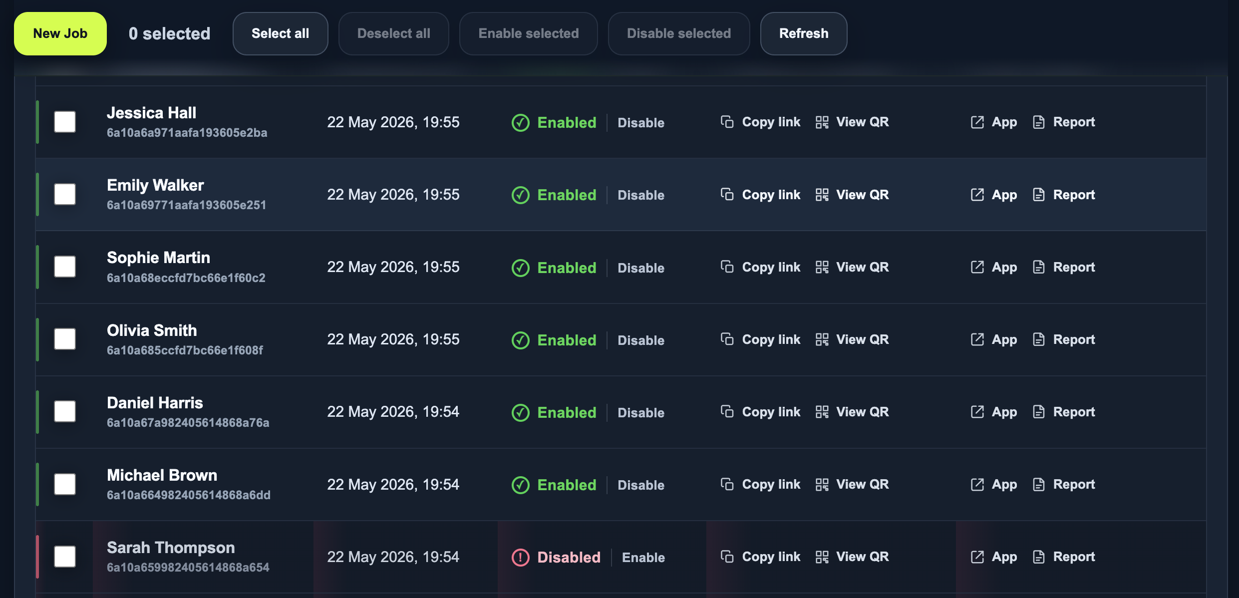 Photo Upload Manager dashboard showing Unbaggaged customer upload jobs