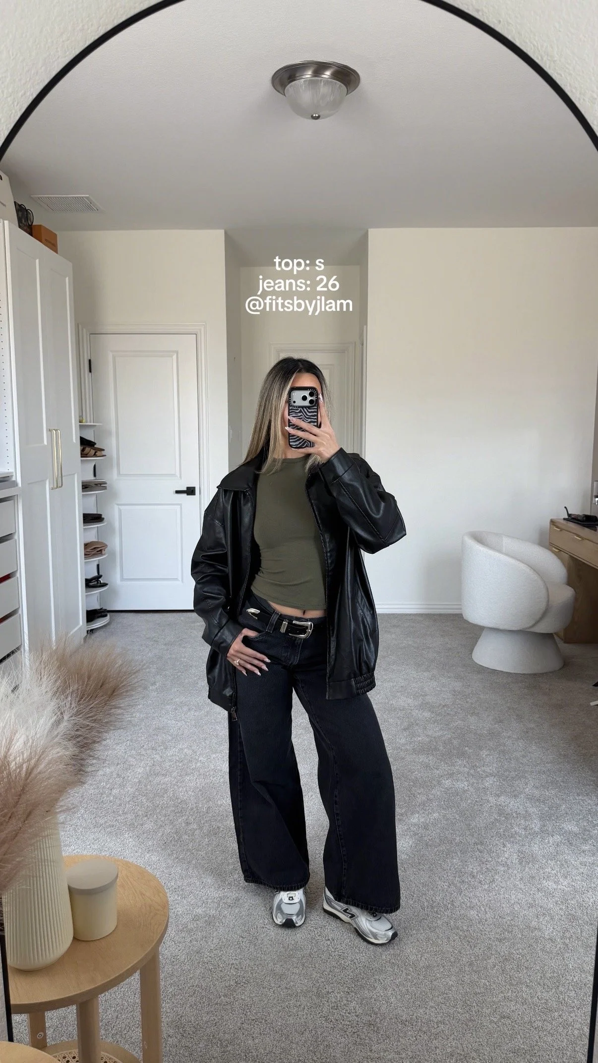 Olive Tee, Black Denim