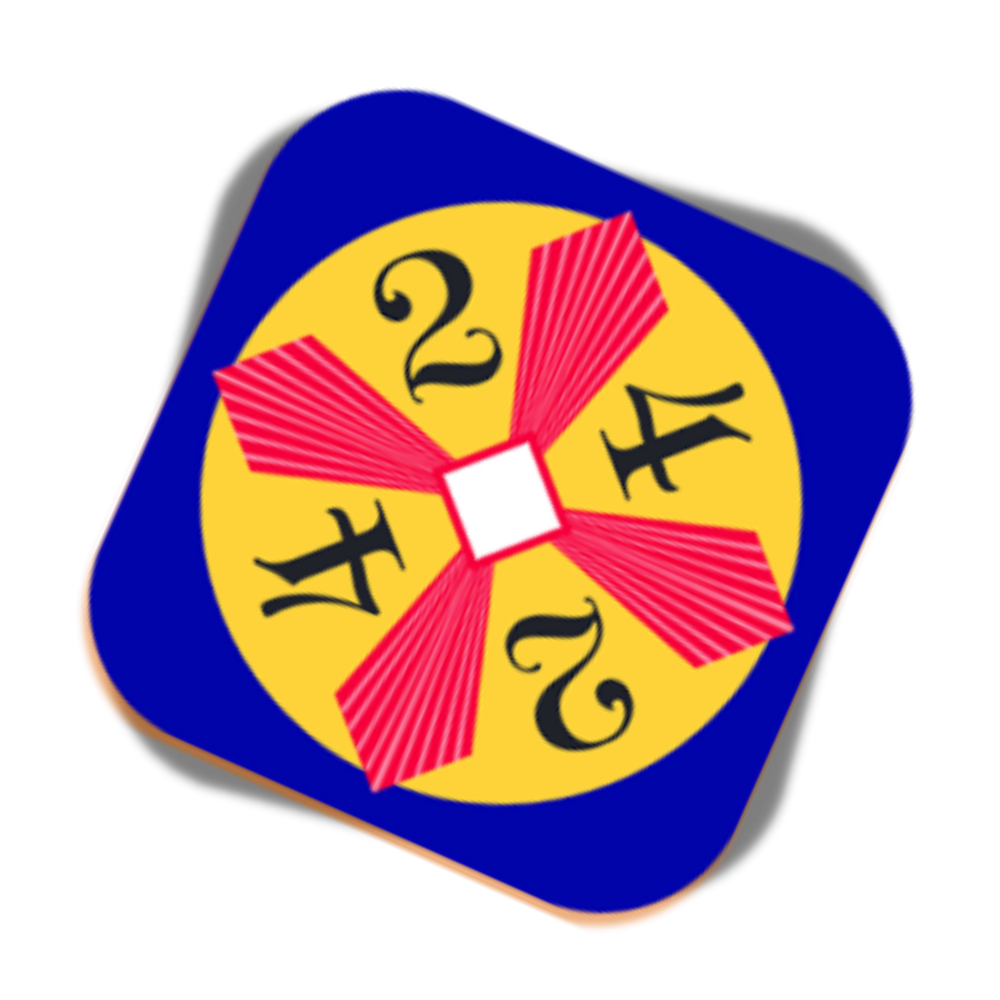 A Math 24 card showing the numbers 2, 4, 2 and 7